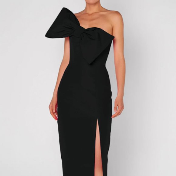 Alexia Maria Lucia Silk Faille Column Gown - Picture 1 of 4